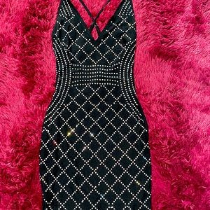Black rhinestone mini dress